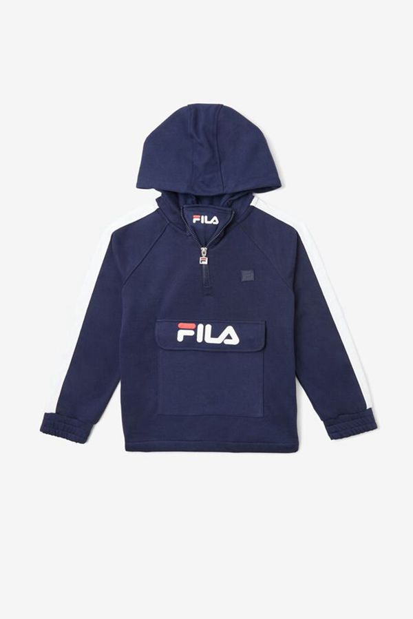 Blusa Moletom Capuz Fila Rapaz Azul Marinho - Fila Fleece Lined James En Portugal,CMXL-19480